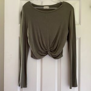 Olive green long sleeve crop top